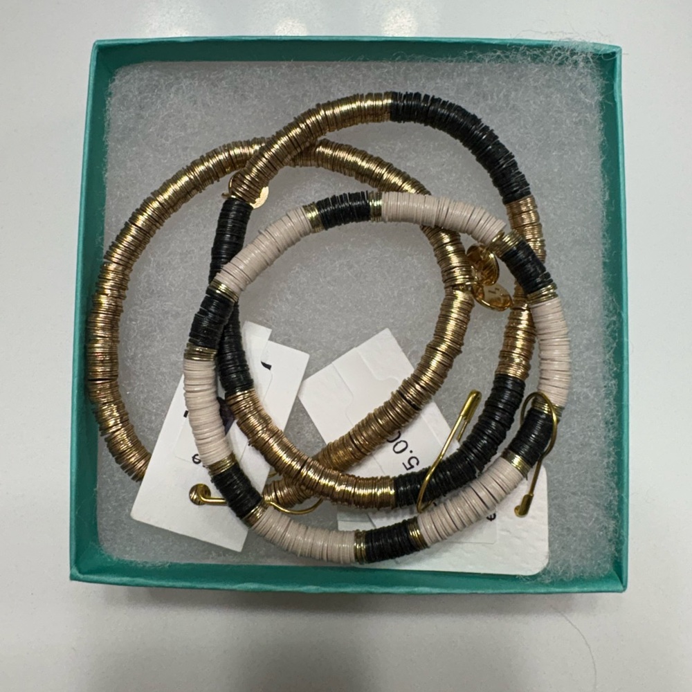 Gold and Black Beaded Bracelets (Set of 3)